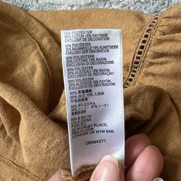 Anthropologie V Neck Loose Fit Tank Top Burnt‎ Orange Sienna Size Medium Boho - Picture 8 of 8